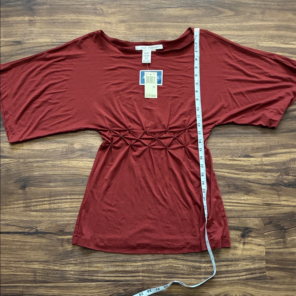 Women's Rust Smocked Waist Short Sleeve Top
